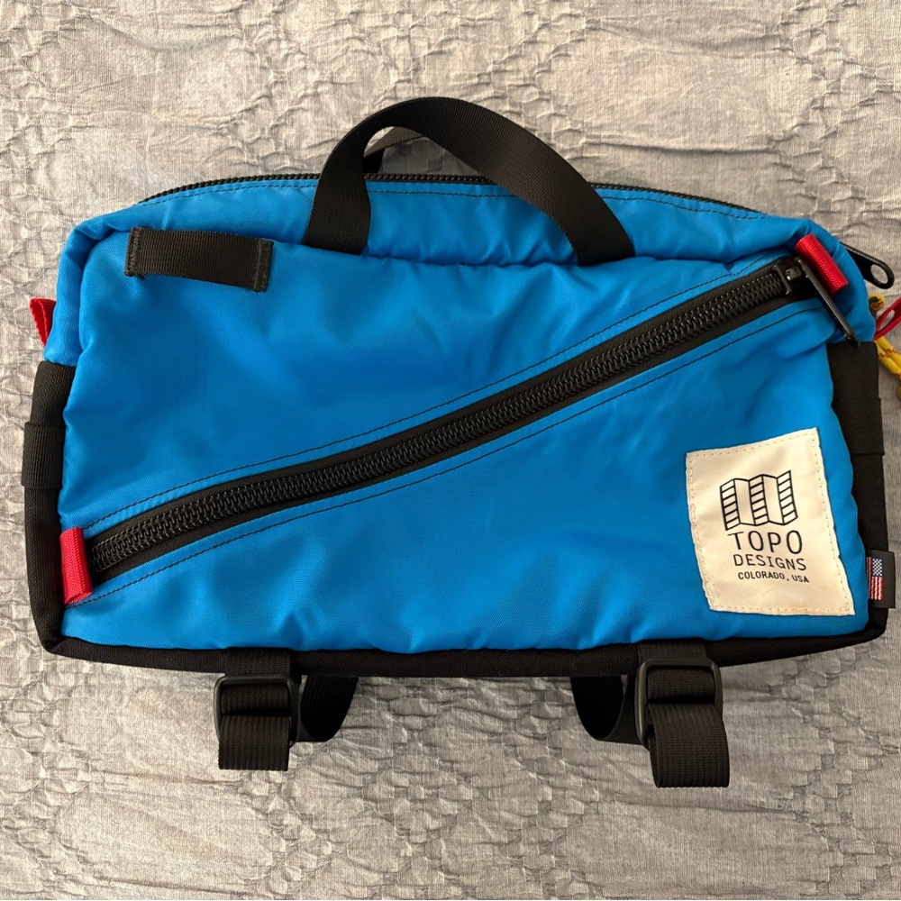 Topo Designs Blue and Black Belt Bag EUC